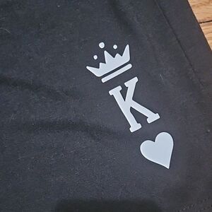Black Shirt with White Crown and Heart Design